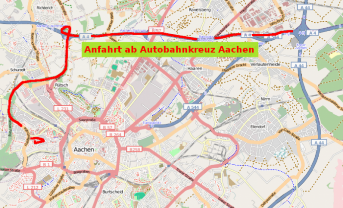 Übersichtsplan Anfahrt Aachen